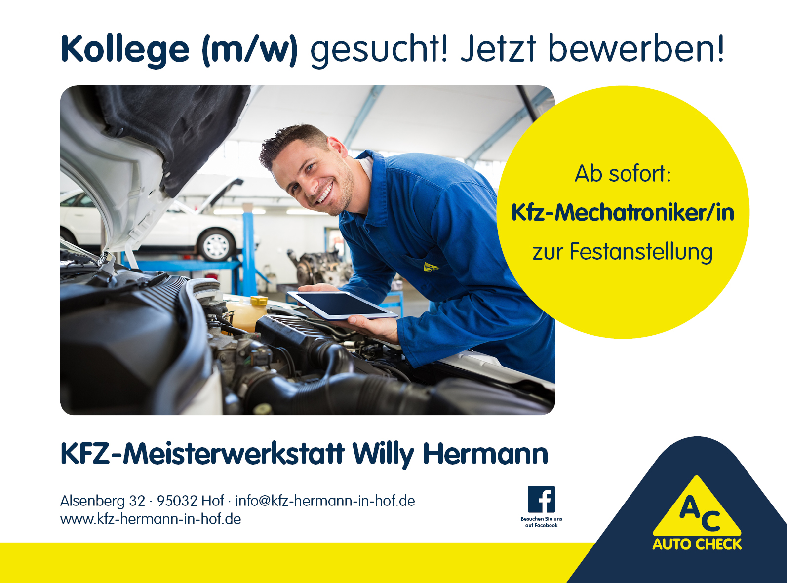 Kfz-Meisterwerkstatt Willy Hermann sucht: Kfz-Mechatroniker